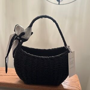 Chic Black Bag with Ribbon Detail